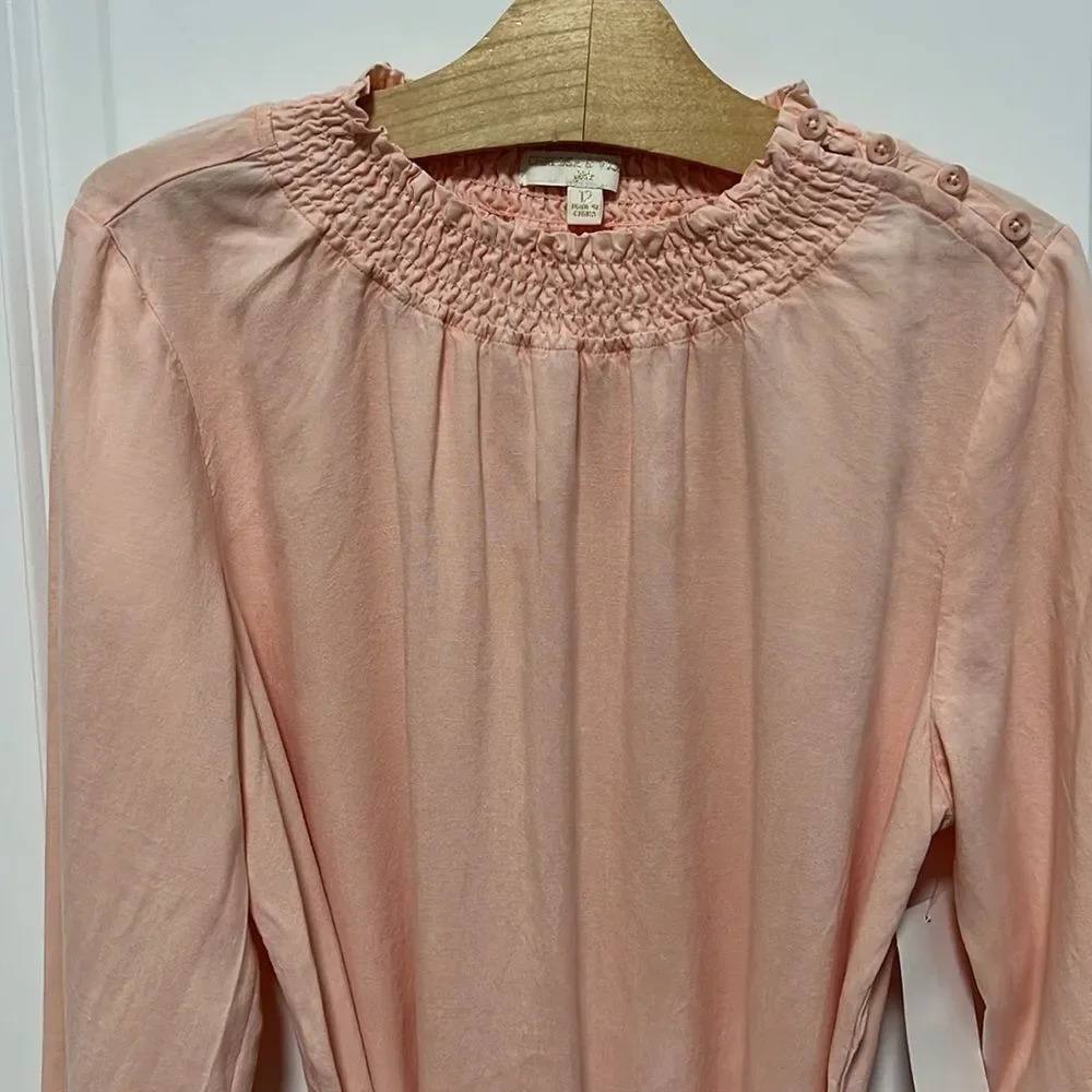 NWT Chelsea & Violet Girls Dress Long Sleeves Smocked Neck Belted Dress size 12 - Picture 2 of 5